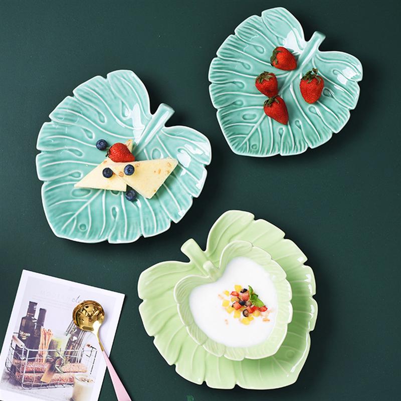 Leaf Shape Ceramic Dessert Tray Food Serving Tray Food Tray Food Container Dessert Plate for Banquets Restaurant Party
