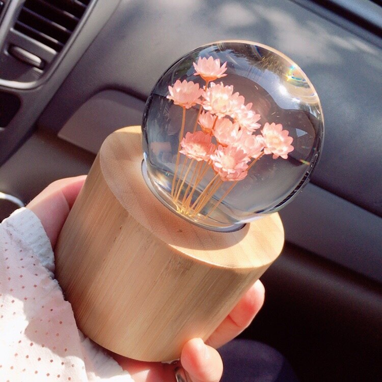 Aqumotic-caja de música de margaritas, bola de cristal, flores secas, cajas musicales de bambú de cristal para amantes, para niña, 1 ud.