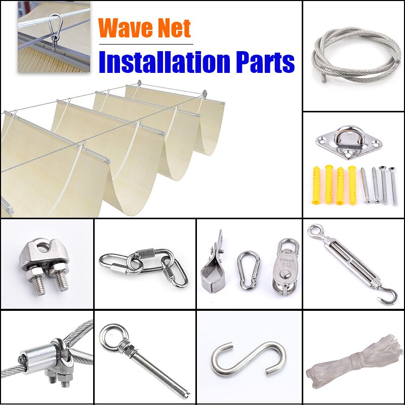 SS304 Rvs Zonnescherm Netten Installatie Accessoires Telescopische Golf Netto Setting Tool Draad Touw Buisklem Katrol Onderdelen