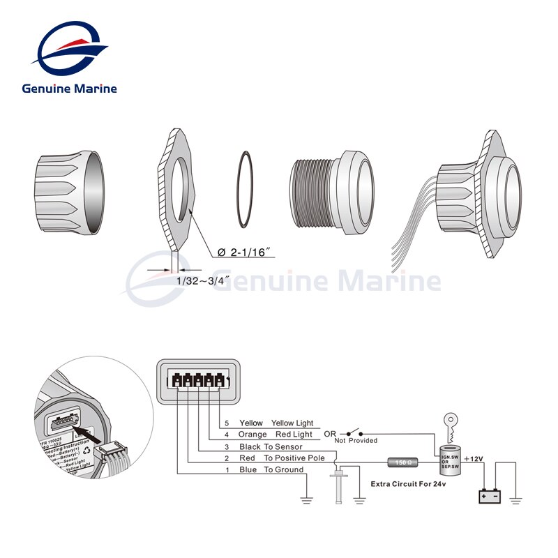Water Level Gauge Car Water Tank Level Gauge Indicator 0-190ohm Fuel Level Sensor Unit Auto Gauge for Car