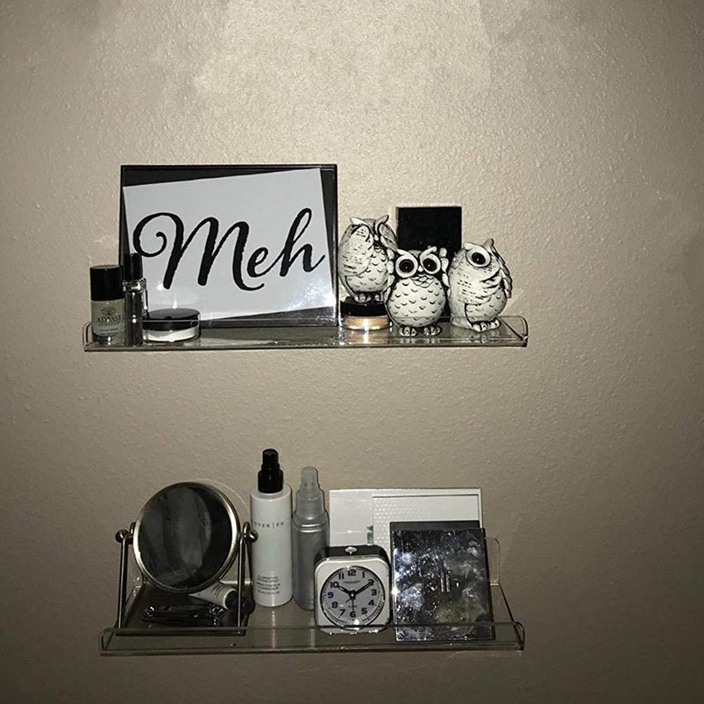 Home Office Boek Opslag Rack Foto Verzamelen Acryl Muur Drijvende Plank Invisible Clear Badkamer Opslag Plank Display Organizer