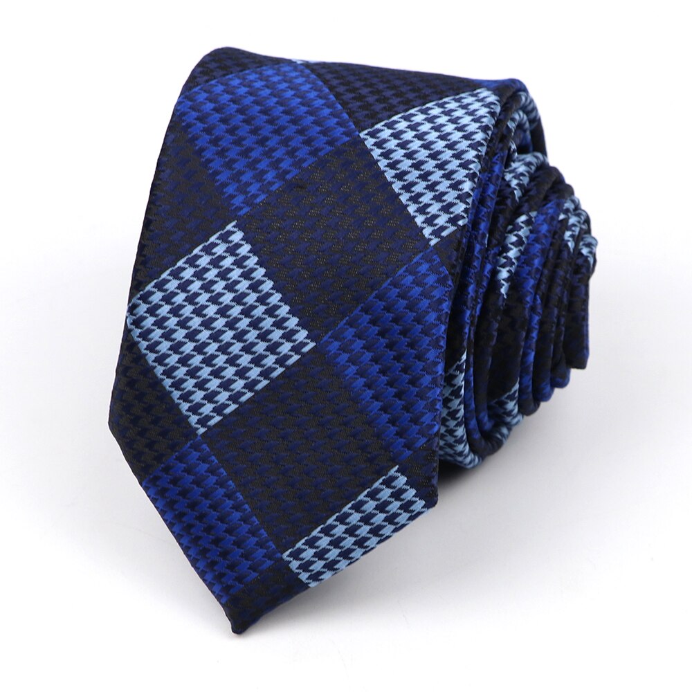 Men's Skinny Tie 6CM Width Casual Plaid Polyester Necktie for Men Party Wear Cravat Business Wedding Accessories: 1