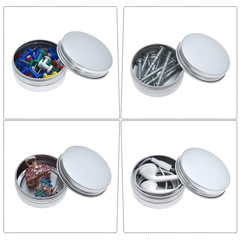80 Pcs Screw Top Round Tins Cans Screw Lid Round Tin Container Bottle-Silver & Black