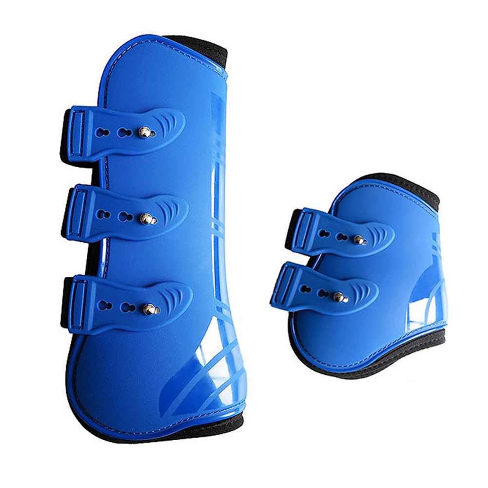 4 PC Horse Front Rear Legs Adjustable Horse Leg Boots PU Leather Horse Jumping Horseshoe Support Horse Leg Protection Supplies