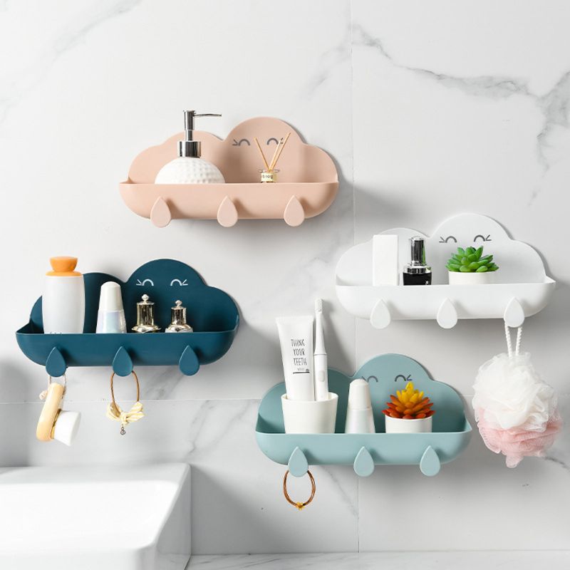 Mooie Wolken Badkamer Muur Gemonteerde Plank Opslag Shampoo Houder Rack Organizer Handdoek Sleutel Hanger Douche Planken