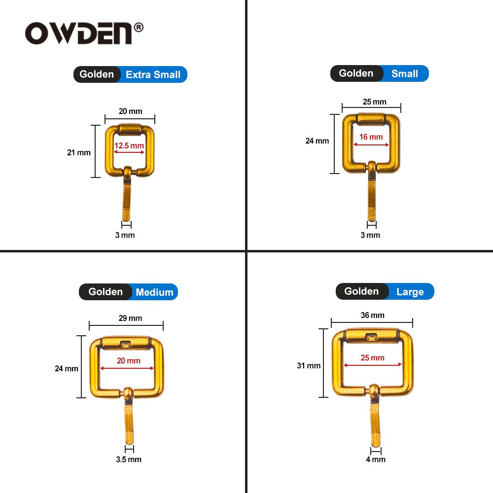 OWDEN Rullelåser Metall Kraftig Håndreim Belte web Juster Rektangulære ringetone