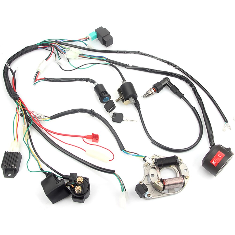 Arnés de cableado eléctrico para motocicleta, conjunto completo de 6 bobinas de estator CDI para ATV Quad Pit Bike Buggy Go Kart 50 70 90 110 125cc, 1 Juego