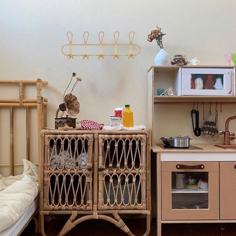 Grote Rotan Muur Haken Kleding Hoed Opknoping Haak Haak Doek Houder Organizer Hangers Decor Voor Home Decor