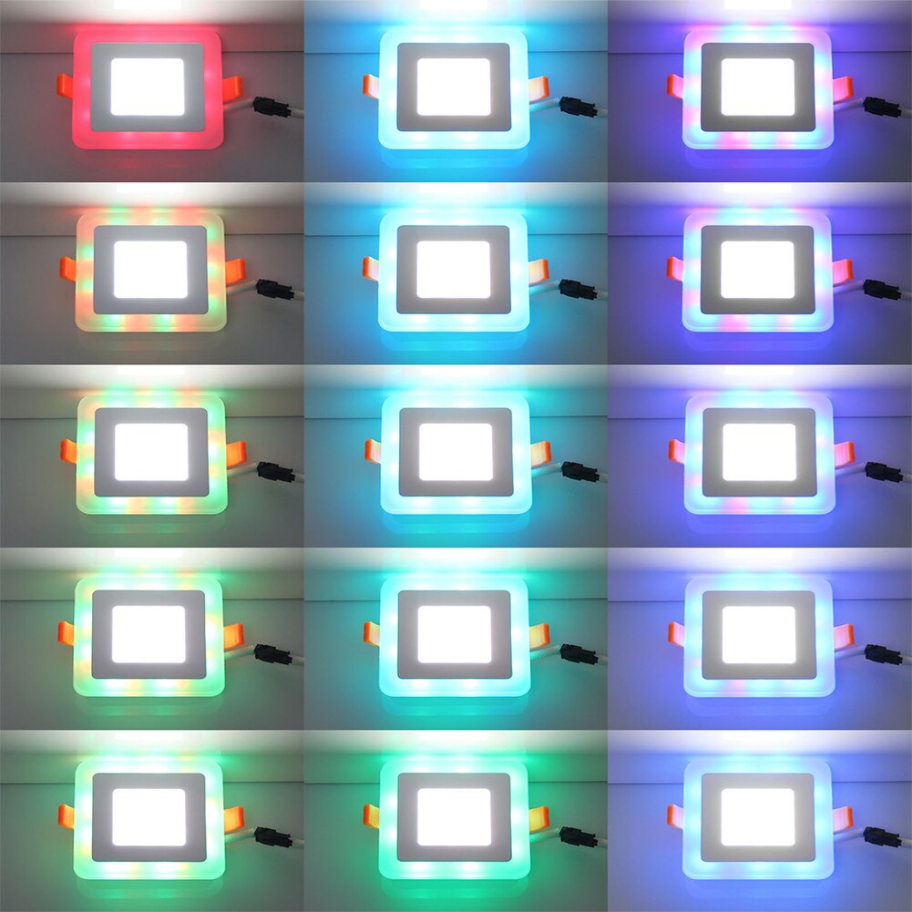 Rgb Plafondlamp Ronde Vierkante Dimbare Rgb Led Oppervlak Verzonken Panel Licht Kleurrijke Paneel Licht + Afstandsbediening 5W 9W 16W: White RGB Square / 16W