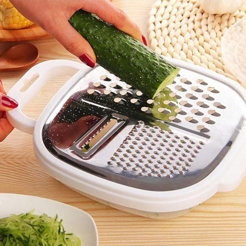 Mandoline Schneidemaschine Gemüse Cutter Professionelle Reibe mit Container Mittagessen Kasten 304 edelstahl klinge Gemüse Küche Werkzeug
