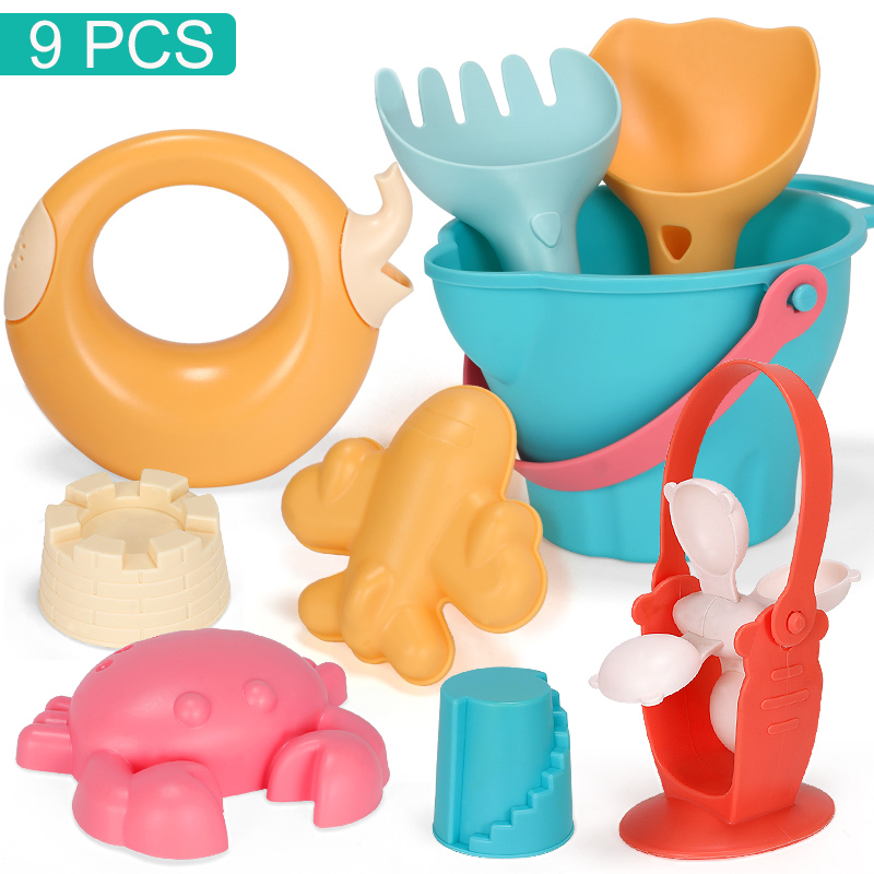 Strand Speelgoed 5-17Pcs Baby Strand Spel Speelgoed Kinderen Zandbak Set Kit Zomer Speelgoed Strand Spelen Zand Water spelen Winkelwagen Voor Kids: 9PCS