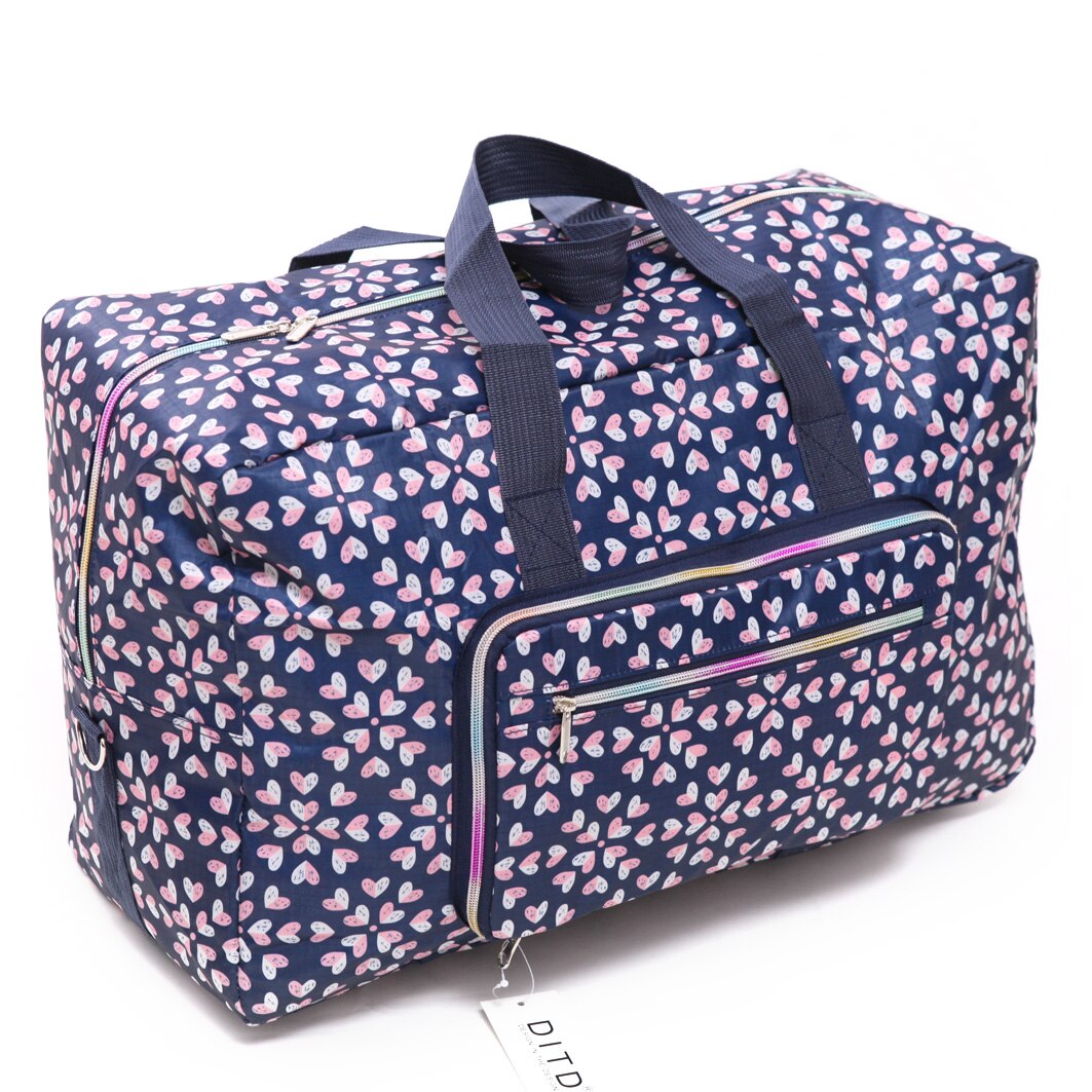 Bolso de viaje plegable con estampado de dibujos animados para mujer, bolsa de viaje de gran capacidad, impermeable, con estampado de perro, portátil, para acampar