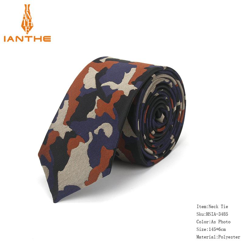 Herre slank slips camouflage mønster brand slips 6cm hals slips tynd slips til mænd bryllupsfest gravates slips: Ia3485