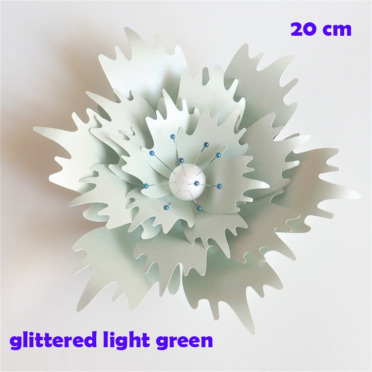 20CM Thick Cardstock Rose DIY Paper Flowers For Wedding & Event Backdrops Decorations Baby Nursery Wall Decor Video Tutorials: Glitter Light Green