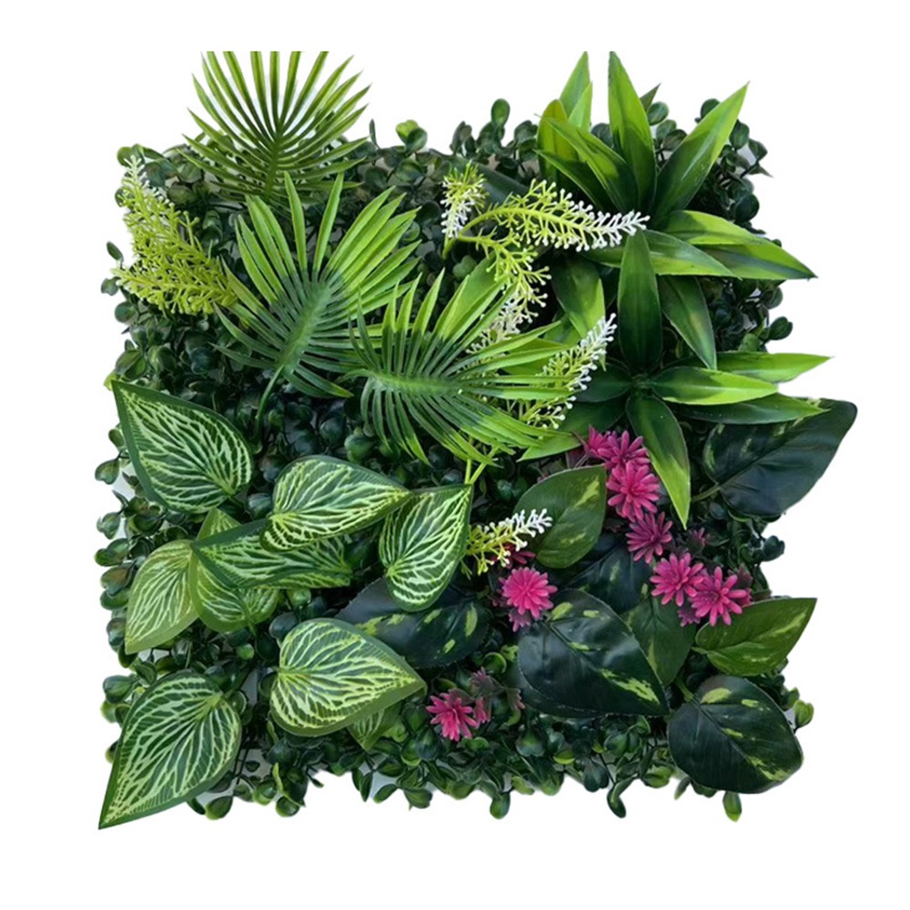 Panneau mural de plantes artificielles, bricolage, fleur de tournesol, tapis d'eucalyptus artificiel, vie éternelle, herbe de fougère artificielle verte: kaki foncé