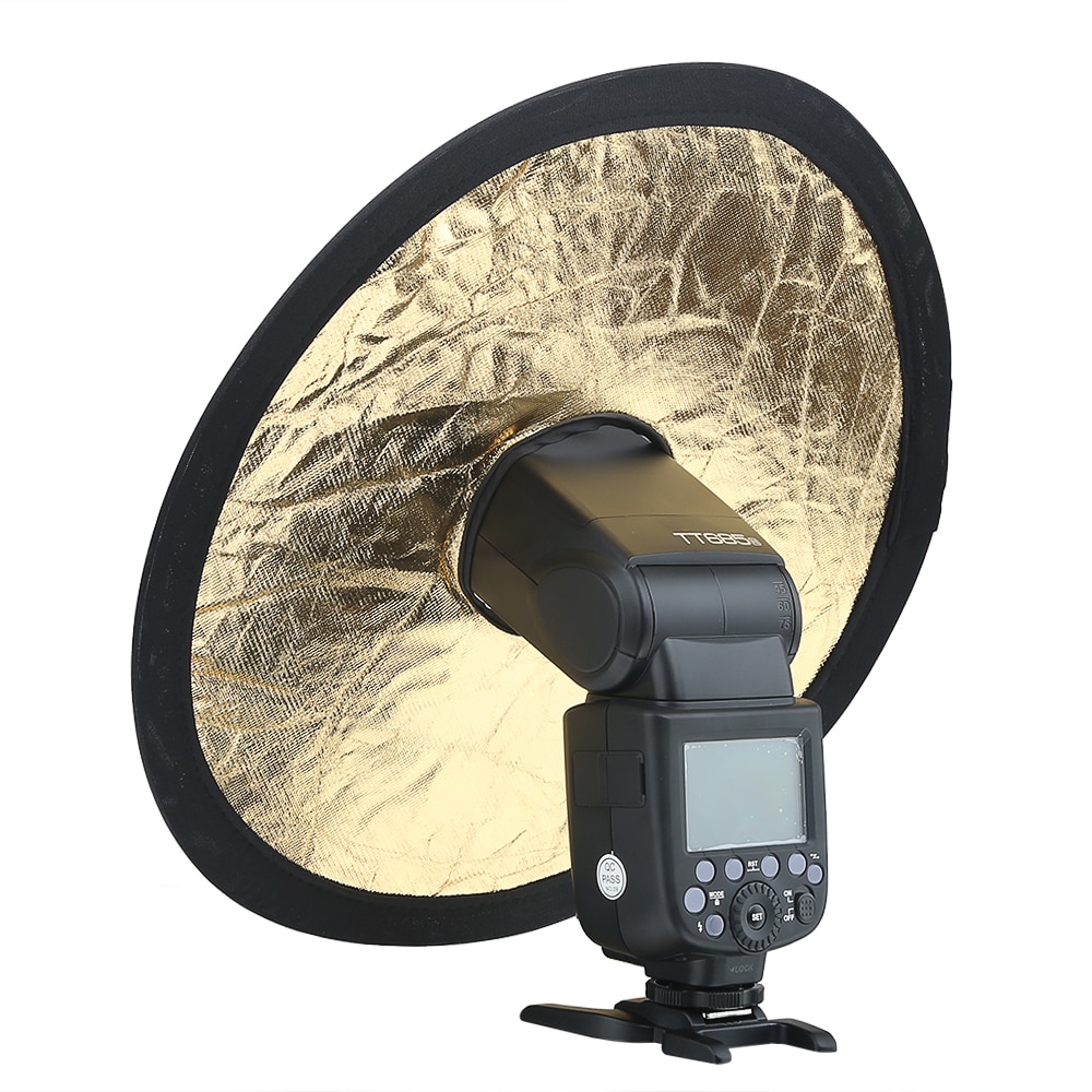 2in1 30 Cm Goud Zilver Draagbare Vouwen Reflector Dslr Camera Accessoires Flash Diffuser Softbox Fotografie Reflector Met Gat