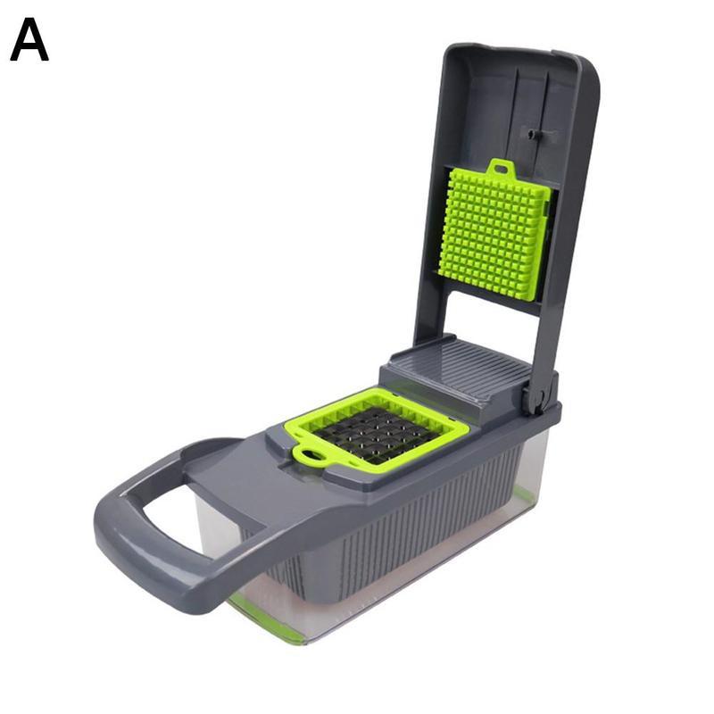 1pc multifunctionele groentesnijders, aardappelraspen, praktische aardappelchipssnijder, keukengereedschap voor thuis, fruit, groenterasp: Grijs