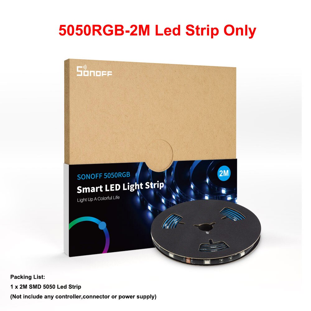 SONOFF L1 LED Strip Licht RGB 5050 SMD Flexibele Lint fita led light strip RGB 2M 5M Tape diode DC 12V + Afstandsbediening + Adapter: Only 2M LED Strip