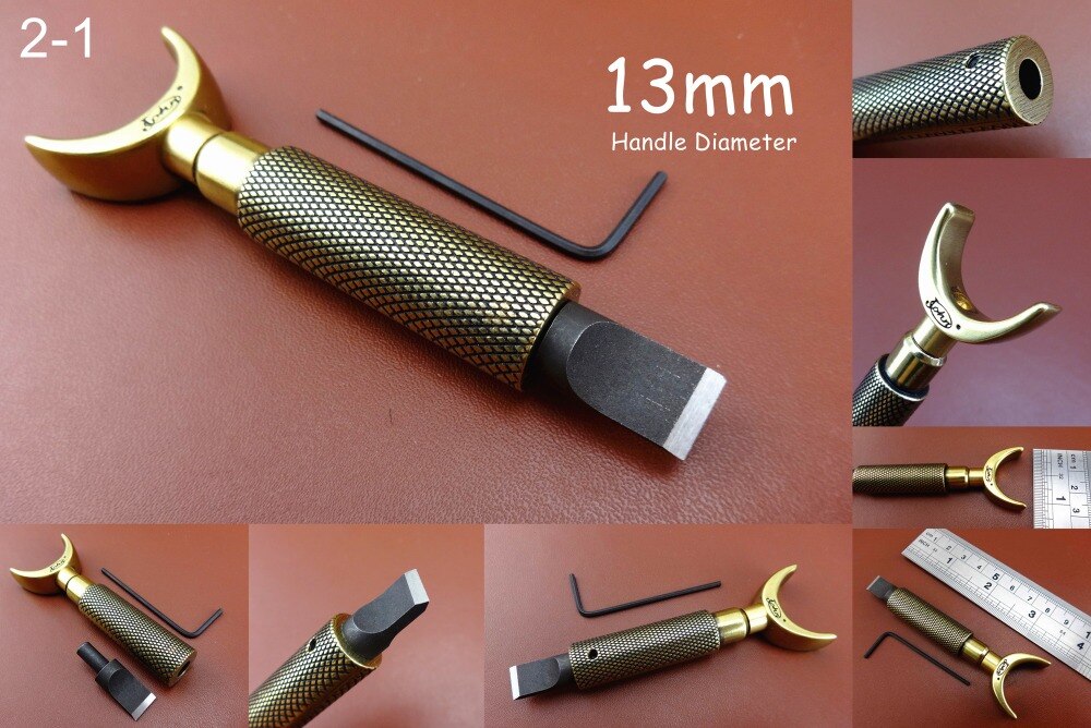 1 setti 13mm litteä+kulmaterä nahkakäsityö kaksoislaakeri kääntyvä kaiverrus leikkuri veitsi työkalu leima rei'itys taltta reunan rypytysura