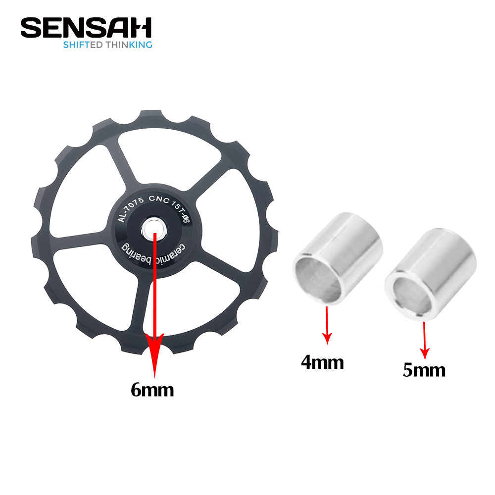 SENSAH MTB desviador trasero de bicicleta rueda Jockey polea de rodamiento de cerámica AL7075 CNC rodillo guía de bicicleta de carretera 11/12/13/14/15T