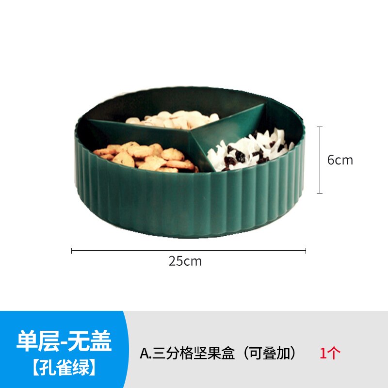 Nordic Light Luxury Fruit Tray Living Room Compartment with Lid Dried Fruit Box Candy Dried Fruit Nut Snack Storage Box: 1