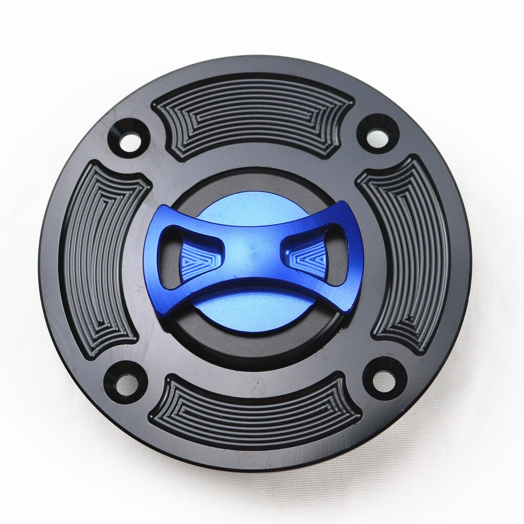 CNC Bow-tie Gas Fuel Tank Cap Cover For Suzuki GSXR 600 1300 TL1000 GS500 SV650: Blue