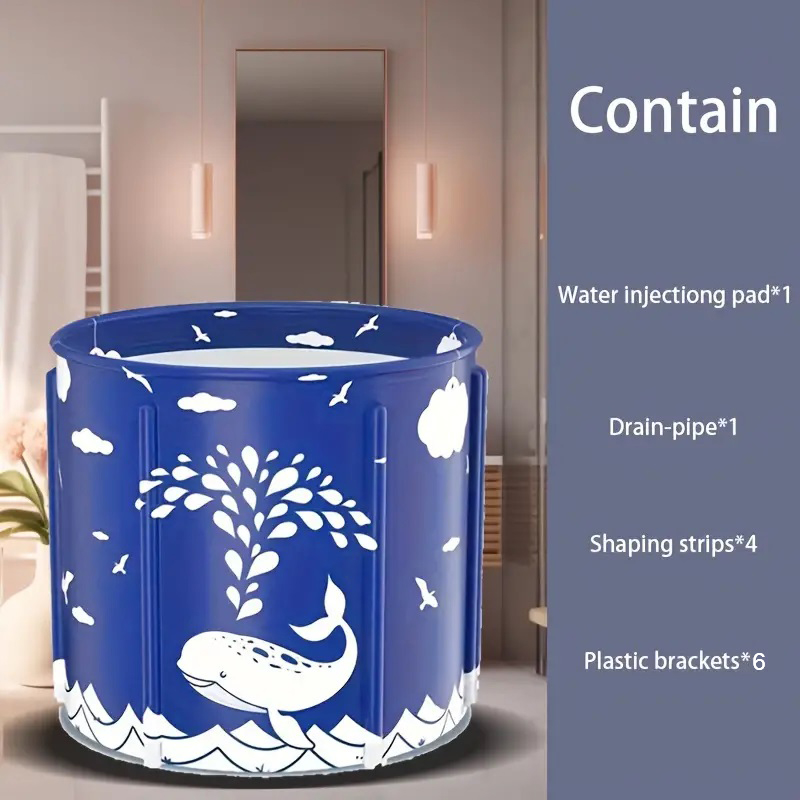 Bærbart sammenleggbart badekar for voksne, pvc-fortykket isolasjonsspa-badekar med bærende dampbøtte for hele kroppen: Rød