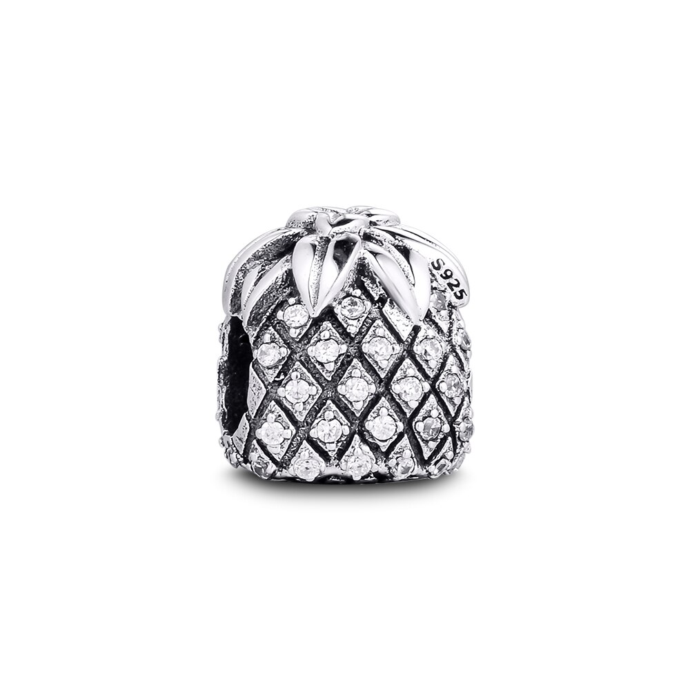 Ckk 925 Sterling Zilver Sparkling Ananas, clear Cz Charm Kralen Voor Sieraden Maken Diy Voor Vrouwen Fit Charms Armband 02025