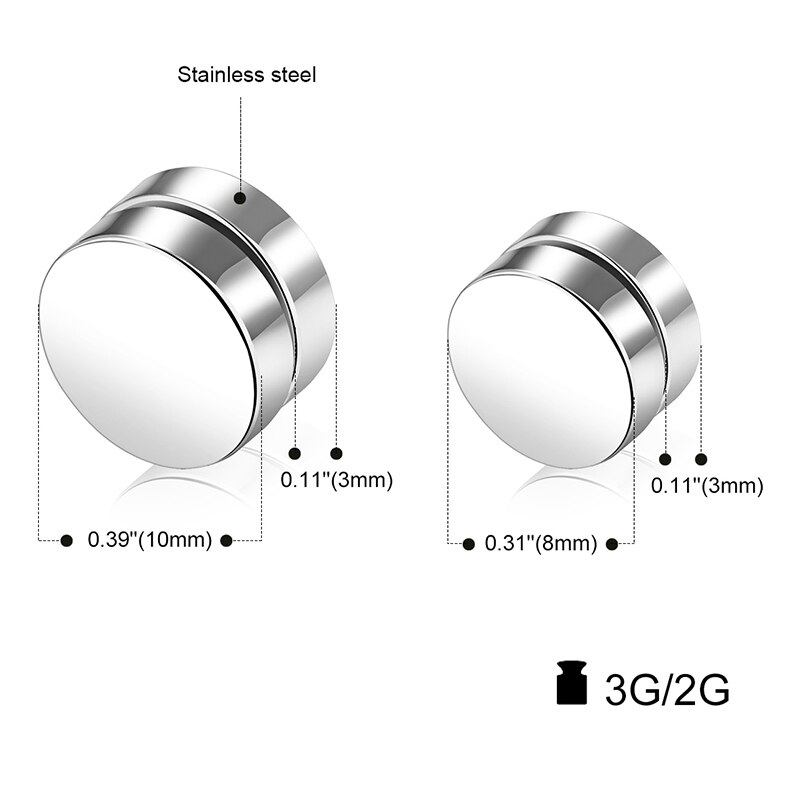 AZIZ BEKKAOUI Magnetic Stud Earrings Men Earring Stainless Steel Jewelry Round Male Magnet Multicolor Earrings