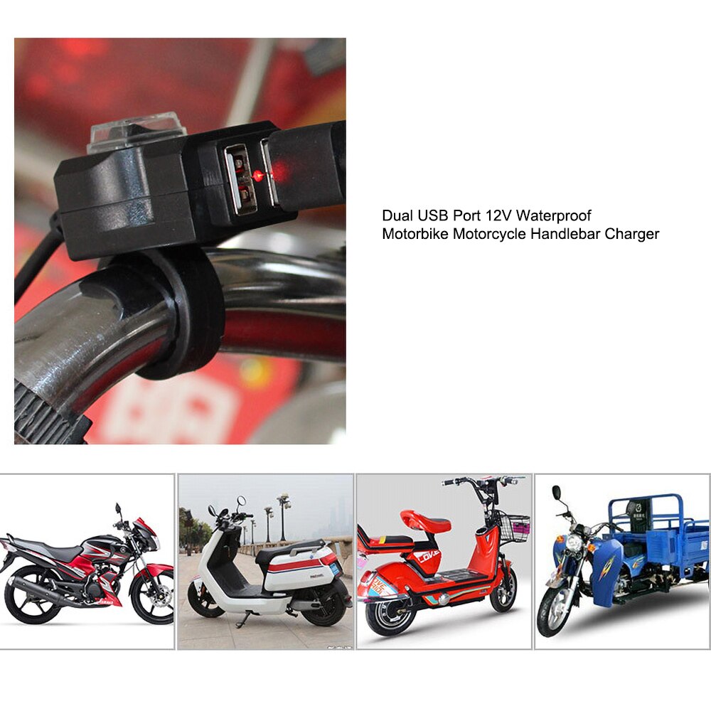 12-24v dobbelt usb motorcykler stik vandtæt motorcykel motorcykel styr usb oplader adapter strømforsyning stik