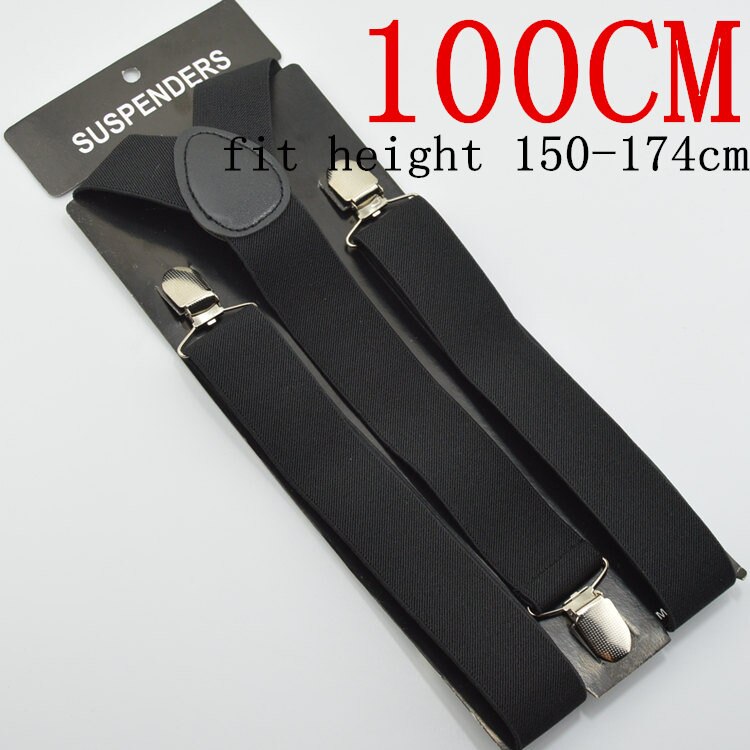 120 cm heren Unisex Clip-op Bretels Elastische 3.5 cm Breed zwart groter Bretels Y-back Jarretelle & Retail: 100CM
