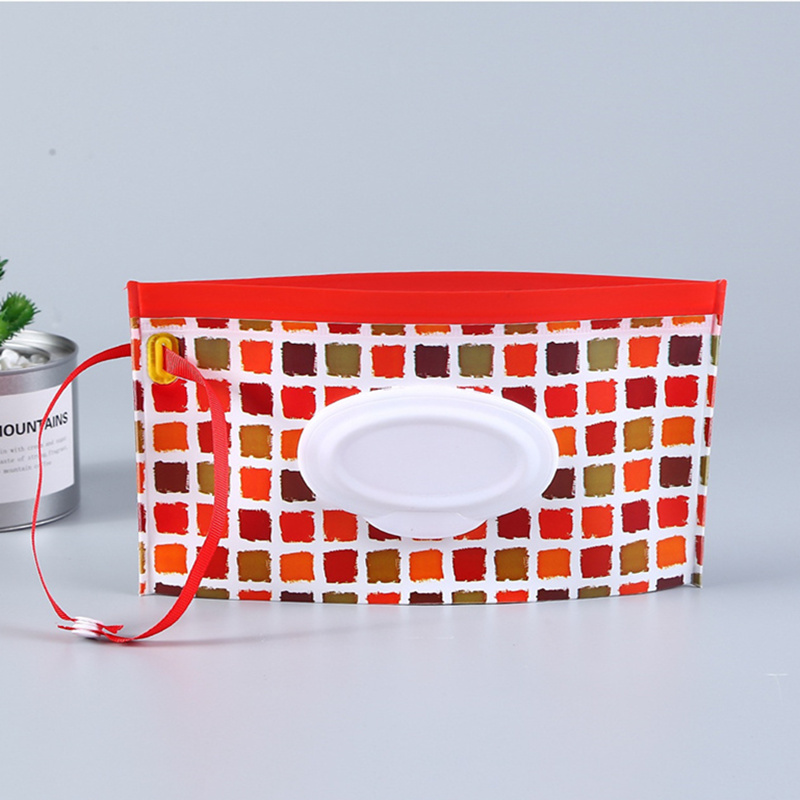 Portable Baby Wet Wipes Storage Bag Stroller Carrying Case Easy Carry Snap Strap Wipes Container Clamshell Cosmetic Pouch: Style 4