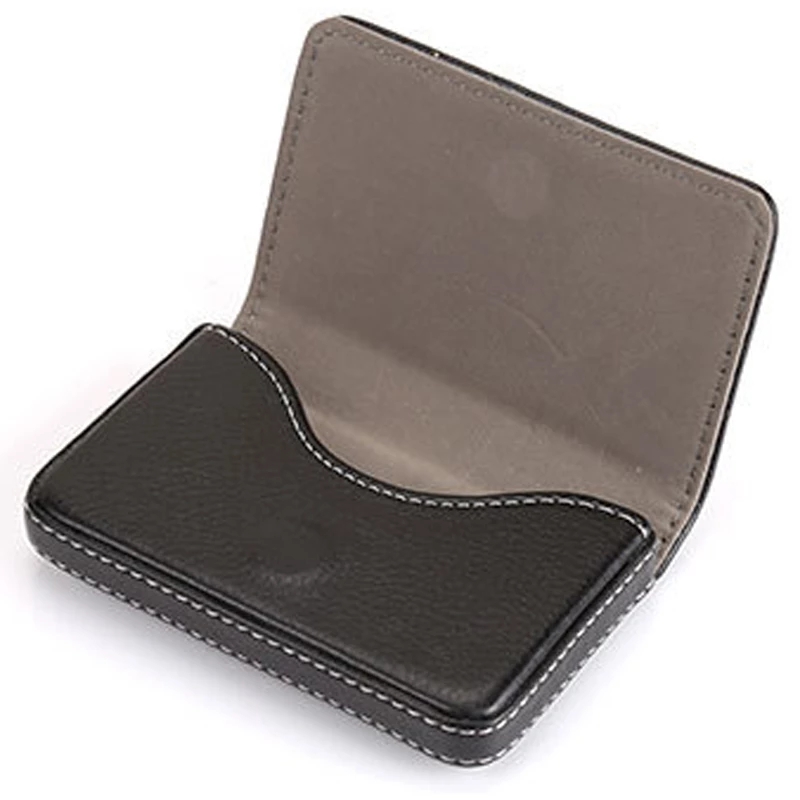 Ezone Leer Mannen Business Kaarthouder Credit Card Case Magnetische Knop Bankkaart Wallet Case Kaarthouder Voor Vrouwen 6.5*10Cm