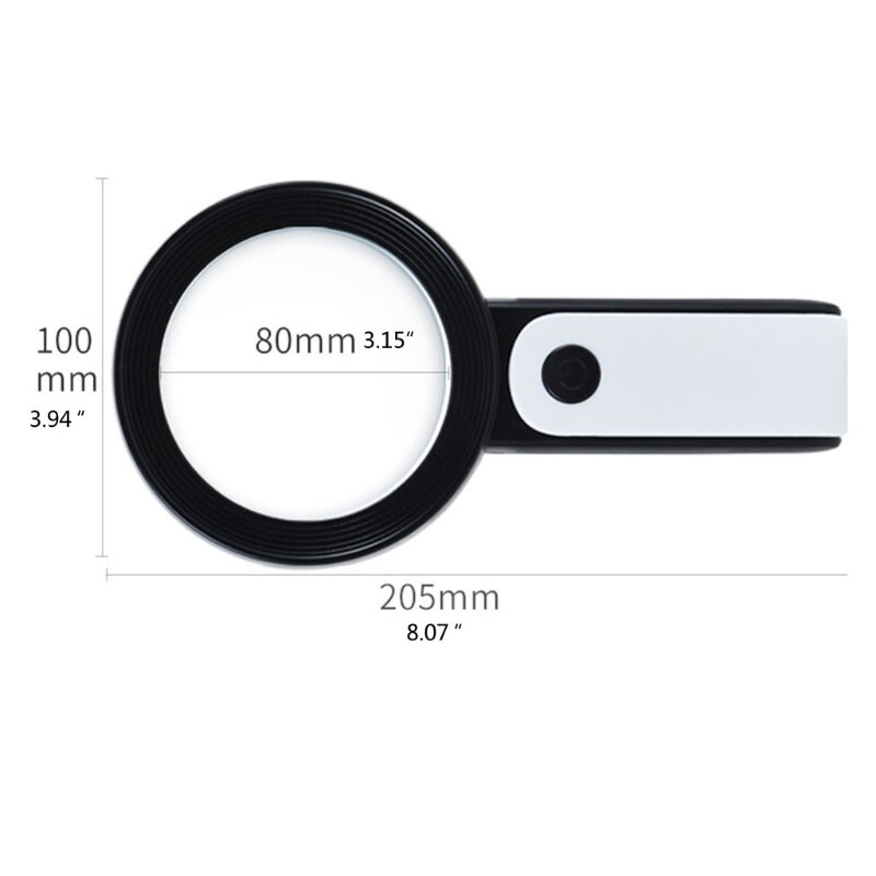 Lighted Magnifying Glass-10X Hand held Large Reading Magnifying Glasses with 12 LED Illuminated Light for Seniors, Repair, 55KD