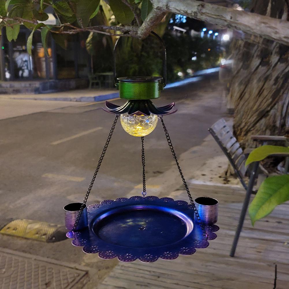 LED Solar Power Bird Feeder Hummingbird Feeder Waterproof LED Lamp Wild Bird Food Holder Hanging Bird Food Container