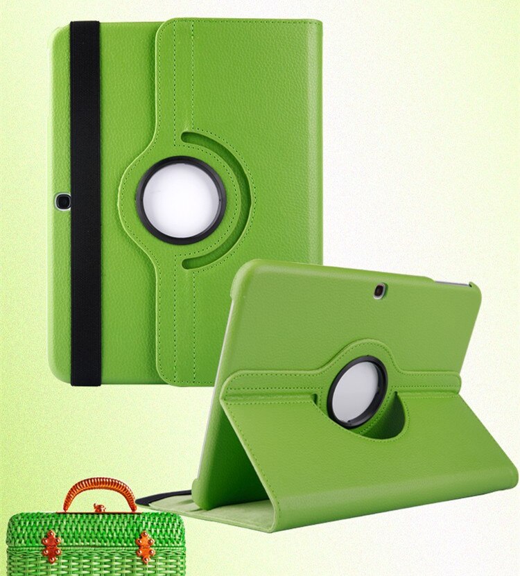 Dla Samsung Galaxy Tab 4 10.1 cal T530 T531 T535 SM-T530 SM-T535 Tab4 Tablet 360 obracanie przypadku klapki skórzane pokrywy Funda Capa: green