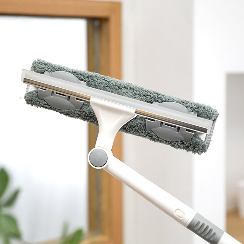 Window Cleaner 2 In 1 Telescopic Long Handle Glass Cleaning Tool Window Washing Equipment with Rotating Head