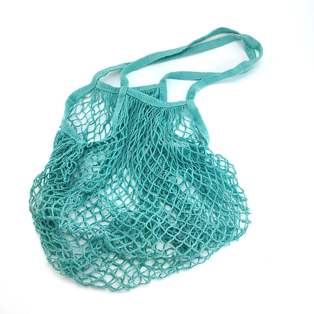 Bolso de compras de malla reutilizable para mujer, bolsa de almacenamiento de fruta con cordón, tejido de red, para tienda de comestibles, novedad: G
