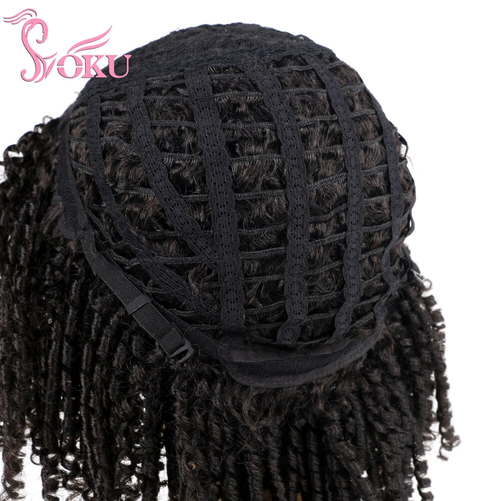 SOKU Ombre pelucas trenzadas con trenzas rastas de imitación Peluca de Bob corto para Mujeres Afro negro rizado trenza pelo sintético pelucas trenzadas
