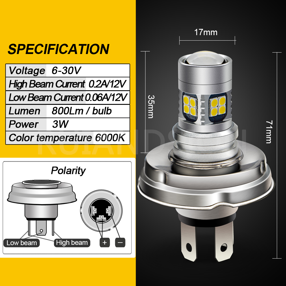 Ruiandsion  p26s p45t led-lampa scooteradapter motorcykel led-strålkastarlampa racerlampa 6v 12v 24v 30v vit varmvit gul