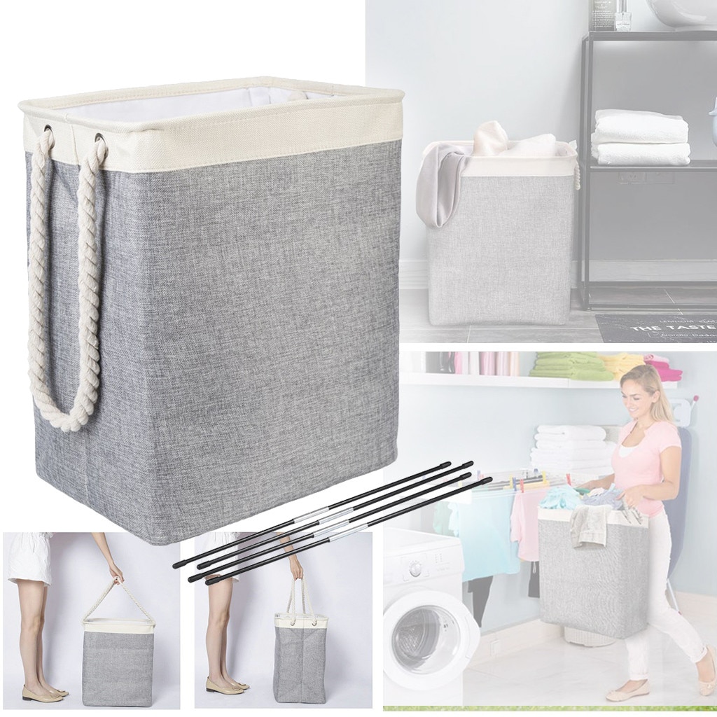 Foldable fabric laundry basket with Handles Cotton linen linen clothes storage bucket basket square laundry basket
