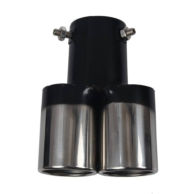 Universal Car Vehicle Exhaust Muffler Steel Tail Pipe:Straight Double Tube(silver&black)