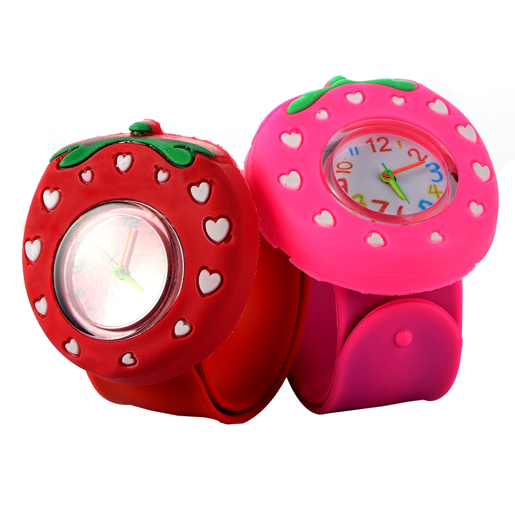 Kinderen Slap Horloge 3D Cartoon Strawberry Quartz Horloge Mode Mooie Siliconen Band Kinderen Kijken Schattige Baby Klok Relogio