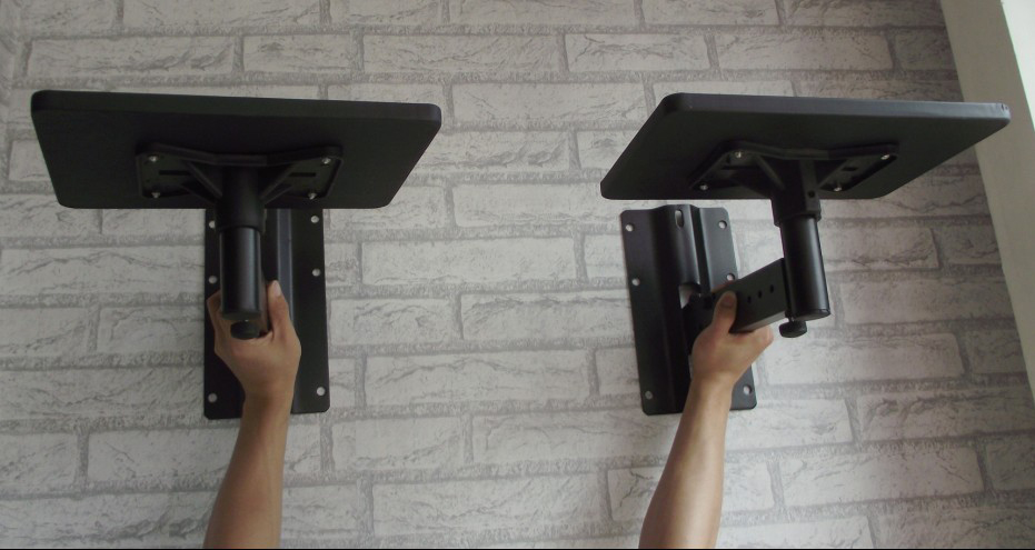 Soporte de altavoz de movimiento completo, montaje de alta resistencia, Flexible, rotación basculante, con bandeja, para proyector, 2 uds. (1 par)