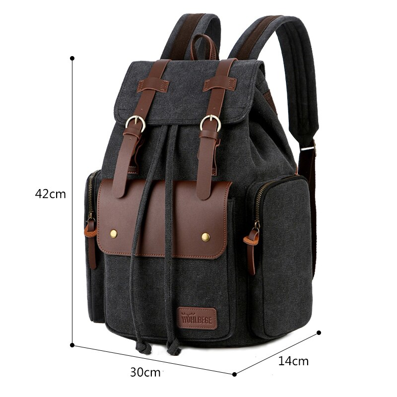 Leinwand Männer Rucksack Alte Schule Tasche Bookbag Außen Reise Rucksäcke Rucksäcke Große Kapazität Computer tasche Rahmen Tasche