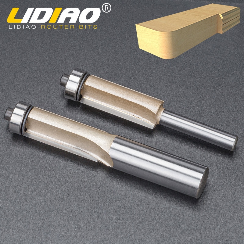 LIDIAO 1pc 1/2 ''1/4'' Schacht Langdurig trimmen beetje met lager Houtbewerking router bit 2 fluit straight bit frees