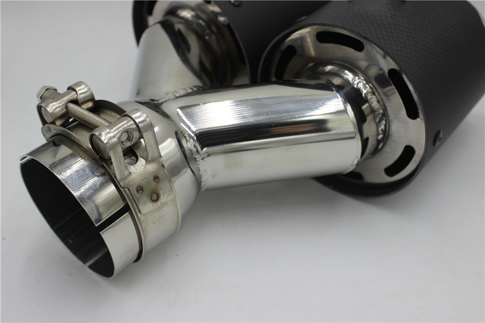 Exhaust Pipes carbon Universal DUAL Exhaust End Tip Auto Matte Carbon Fiber dual exhaust tip Exhaust Nozzles Muffler Pipes