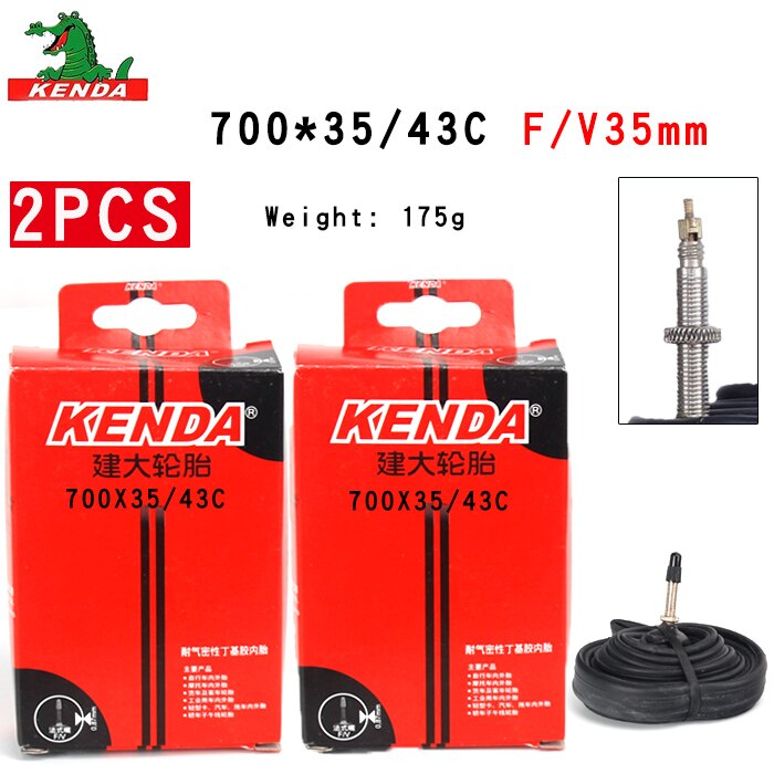 2 PCS Kenda Fiets Binnenband 700X35/43C 700X45C Amerikaanse ventiel Franse valve 700C Fietsen Mountainbike butyl Rubber Fietsband onderdelen: 700X35-43C  FV35mm