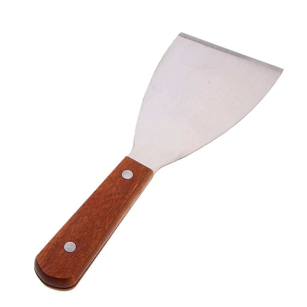 Stainless Steel Putty Knife Griddle Scraper Spatula BBQ Tool with Wood Handle Wall Scraper Blade Candles Making Tools
