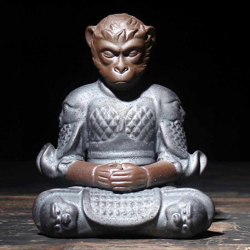 Monkey King Tea Pet Stick Incense Burner Kungfu Tea Set Ornament Qi Tian Da Sheng Pottery Holder Sun WuKong Home Decor